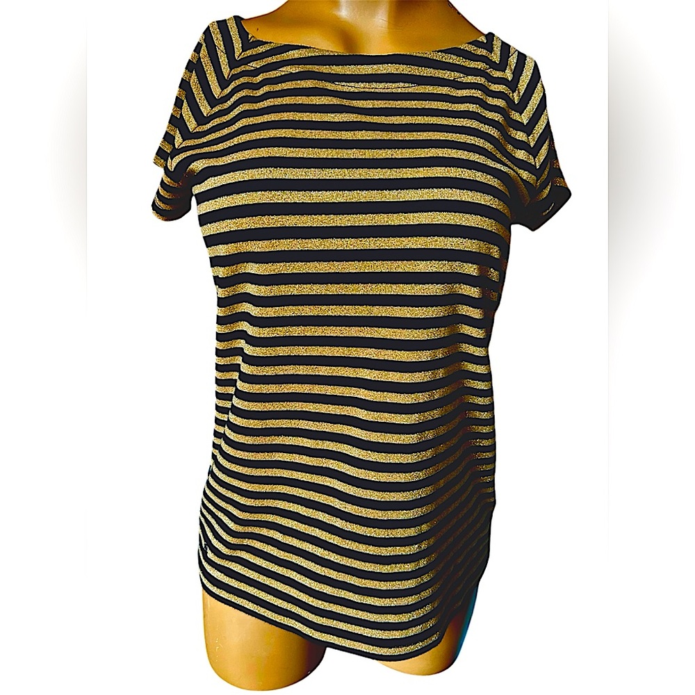 Ralph Lauren Gold Striped Stretch Top